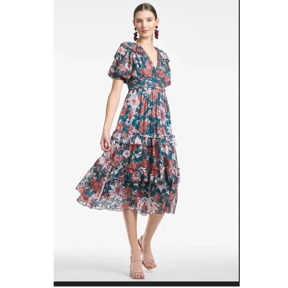NEW Sachin & Babi Veronica Viscose Floral Midi Dress Z62 - Picture 1 of 8